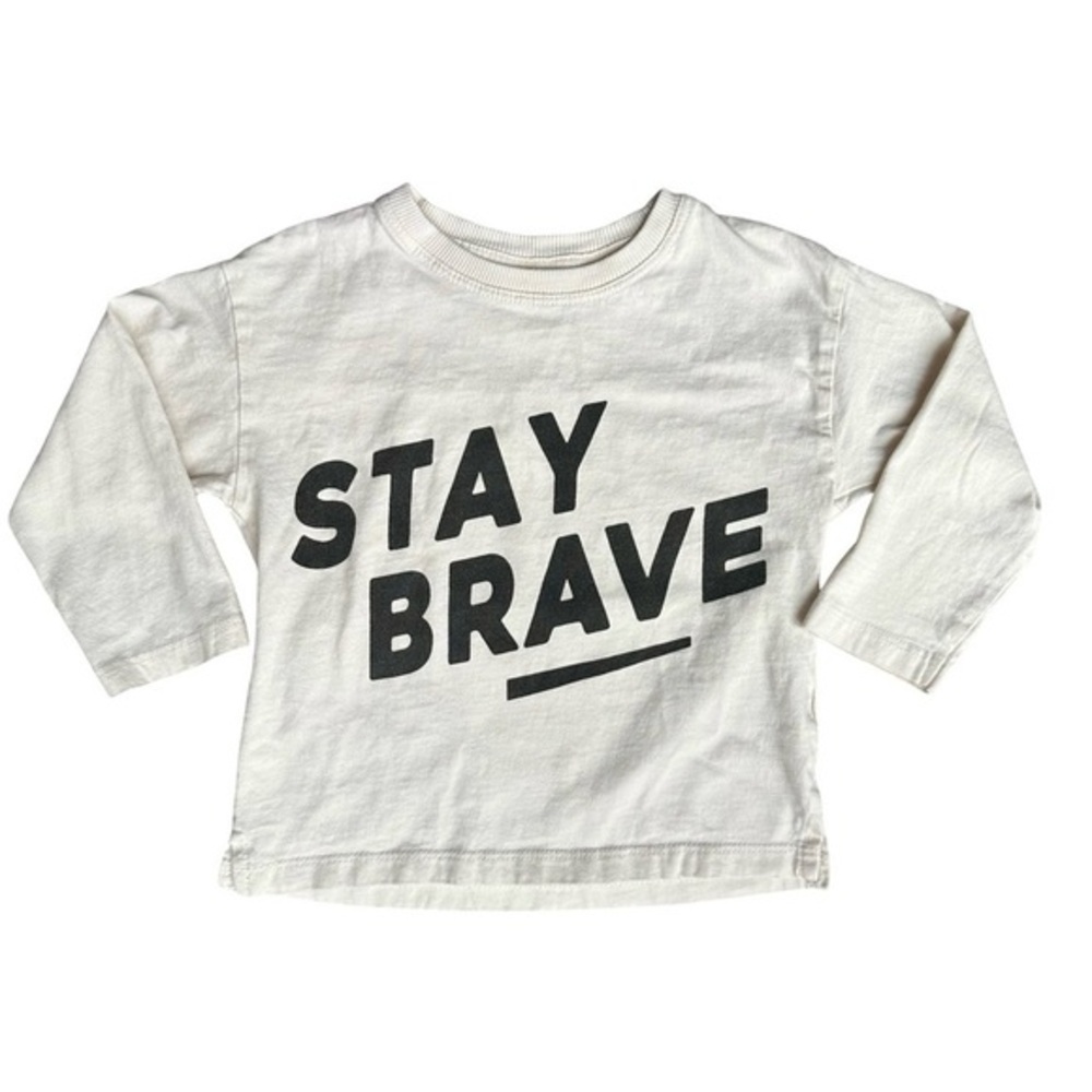 Zara Kids 12-18m Boys Relaxed Cream Graphic long sleeve shirt